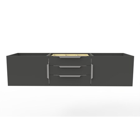 Castello Usa Alpine 60" Wall Mounted Black Vanity Base with Brushed Nickel Handles CB-MC-60BLK-BN-VBO